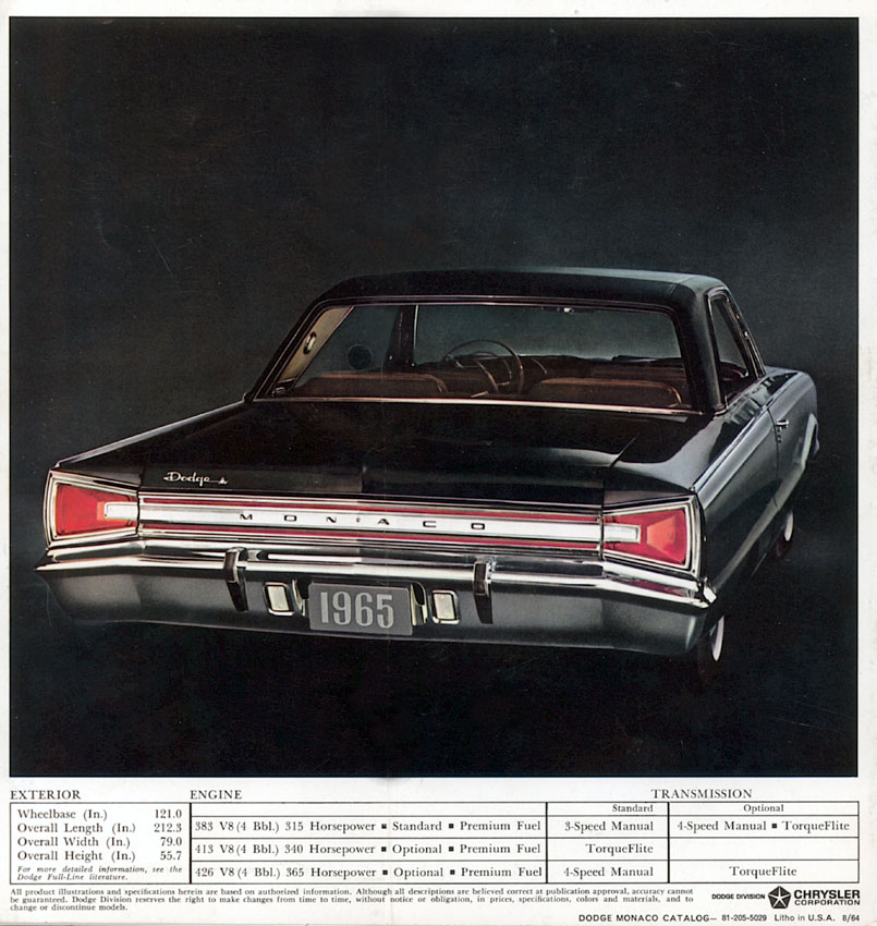 1965 Dodge Monaco Brochure Page 1